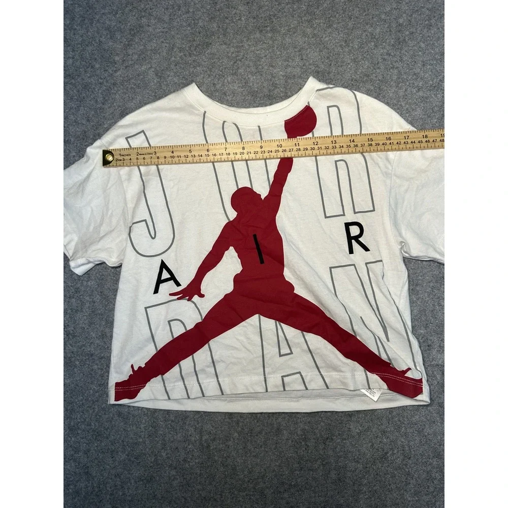 Jordan Jumpman Graphic Crop Top Boys Medium White Red Cotton‎ Sportswear